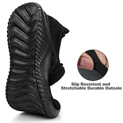 Feethit Womens Slip On Walking Shoes Non Slip Running Shoes Breathable Workout Shoes Lightweight Gym Sneakers All Black Size 8