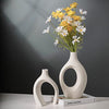 Levvohd XL Beige Ceramic Vase Set of 2 for Modern Home Decor, Eclectic Entryway Modern Boho Hollow Flower Vases for Living Room Bookshelf Dining Coffee Table Centerpiece (W 6.8" X H 11")