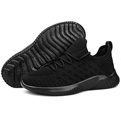 Feethit Womens Slip On Walking Shoes Non Slip Running Shoes Breathable Workout Shoes Lightweight Gym Sneakers All Black Size 8