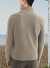 JMIERR Mens Quarter Zip Sweaters Mock Neck Polo Polluver Knit Sweater for Men with Ribbed Edge,US 46 (XL),Khaki