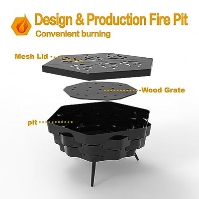 Growgoes Fire Pit 21 inch Portable fire Pit,Wood Burning Stove for Camping Firepit.Fire pits & Outdoor fireplaces with Carrying Bag.Firepits for Outside Patio,Backyard,Porch,Deck,BBQ.