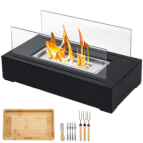 ROZATO Tabletop Fire Pit with Smores Maker Kit Portable Indoor/Outdoor Mini Small Fireplace Bowl Table Top Decor Home Patio Balcony Gifts for Women Mom Her Wedding Housewarming Christmas Birthday Gift