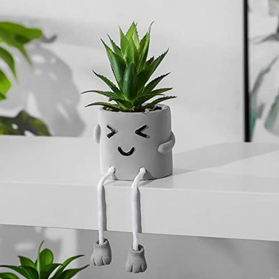Zerzsy 3pcs Creative Artificial Succulents with Gray Flower Pots, Mini Potted Succulents for Home Decor and Gift Choice.