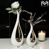 MNAS Products - White Ceramic Decorative Vases, Set of 2, Nordic, Modern, Minimalist Design, for Home Decor, Bedroom, Weddings, Restaurants, Office and More