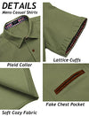 COOFANDY Mens Short Sleeve Denim Work Shirt Casual Fashion Dress Shirts, Army Green, Medium