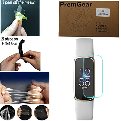 Fitbit Luxe Wellness & Fitness Tracker (Lunar White) with Heart Rate Monitor, Sleep Tracker, Bundle with 2 Watch Bands, 3.3foot Charge Cable, Wall Adapter, Screen Shield & PremGear for Fitbit