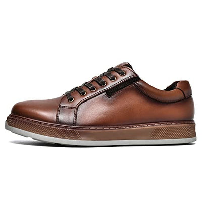 Men's Casual Oxford Dressy Sneaker Shoe Genuine Leather Fashion Casual Walking Shoes for Men Zapatos de Cuero Casuales para Hombres Brown 10.5