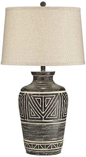 John Timberland Miguel Rustic Southwestern Style Table Lamp 32" Tall Earth Tone Jar Linen Fabric Drum Shade Decor for Living Room Bedroom House Bedside Nightstand Home Office Entryway Reading