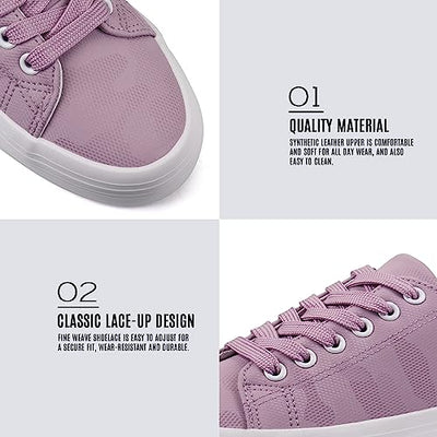 JABASIC Women Lace Up Platform Sneakers Comfortable Casual Fashion Sneaker Walking Shoes (8,Lt.Purple)