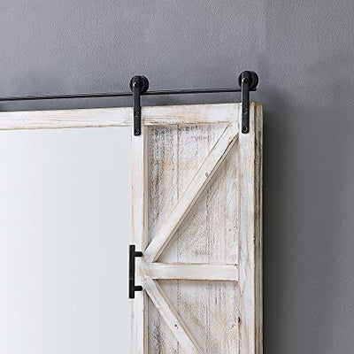 FirsTime & Co. White Hayloft Barn Door Wall Mirror, Large Vintage Decor for for Bedroom, Bathroom Vanity, Wood, Farmhouse, 36 x 26 inches