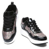 kkdom Women's Walking Shoes Glitter Comfort Lightweight Wedge Platform Athletic Tennis Sneakers Black US Size 11