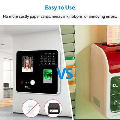 NGTeco Time Clocks for Employees Small Business with Face, Finger Scan, RFID and PIN Punching in One, Office Time Card Machine Automatic Punch with APP for iOS Android (0 Monthly Fee)