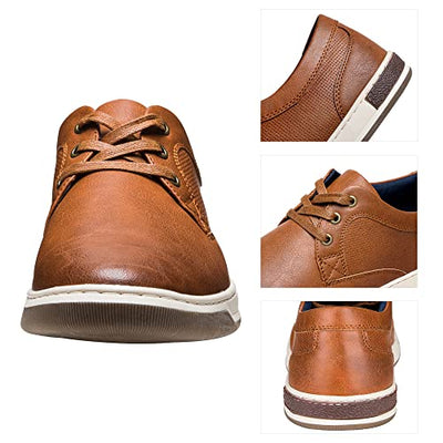 Jousen Men's Casual Shoes Memory Foam Mens Fashion Sneakers 3 Eyelets Business Dress Sneaker (A81Q06 Yellow Brown 9.5)