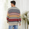 Men's Autumn Winter Vintage Striped Sweater Pullover Sweaters Oversized Long Sleeve Casual Jumper Knit Pullovers Tops(Red-M)