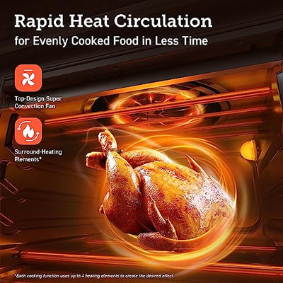 Smart 12-in-1 Air Fryer Toaster Oven Combo, Airfryer Convection Oven Countertop, Bake, Roast, Reheat, Broiler, Dehydrate, 75 Recipes & 3 Accessories, 26QT, Silver-Stainless Steel