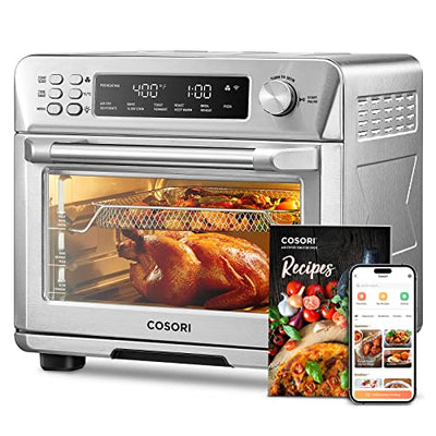 Smart 12-in-1 Air Fryer Toaster Oven Combo, Airfryer Convection Oven Countertop, Bake, Roast, Reheat, Broiler, Dehydrate, 75 Recipes & 3 Accessories, 26QT, Silver-Stainless Steel