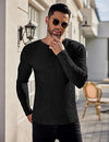 Ekouaer Men's Ribbed Underwear Shirts Long Sleeves Slim Sweater Crewneck Pullover Loungewear Comfory Basic Blouse Black XL