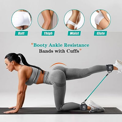 Ankle Resistance Bands Set, Ankle Tube Band with Adjustable, 60LB Three Different Pound Resistance Bands, Recoils and Glutes Workouts, Legs Resistance Bands with Ankle Strap for Women & Men