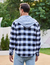 COOFANDY Men's Fashion Hoodies & Sweatshirts Button Up Checkered Shirt Lightweight Jackets Navy Blue
