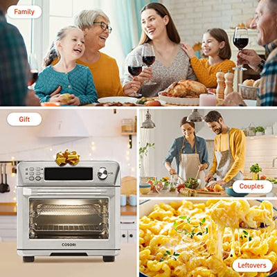 Smart 12-in-1 Air Fryer Toaster Oven Combo, Airfryer Convection Oven Countertop, Bake, Roast, Reheat, Broiler, Dehydrate, 75 Recipes & 3 Accessories, 26QT, Silver-Stainless Steel