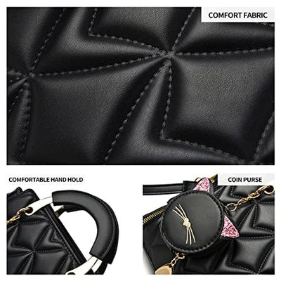 Xiaoyu Fashion Purses and Handbags for Women Ladies Leather Top Handle Satchel Shoulder Bags Small Totes (Black Bubble)