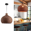 LHJIHFU Rattan Light Fixture Pendant Light, Modern Hand Woven Coffee Rattan Ceiling Hanging Pendant Light for Kitchen Island Dining Room Living Room Farmhouse Home Decor D19.7 x H17.34 inches