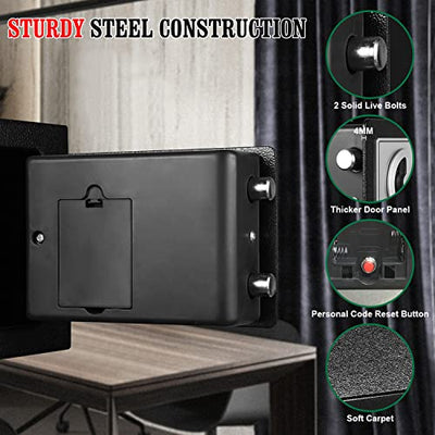 RETLLAS Security Safe Box 0.23 Cubic Feet Electronic Digital Mini Cabinet Safes Solid Alloy Steel Office Hotel Home Safe Lock Box for Cash Jewelry Storage