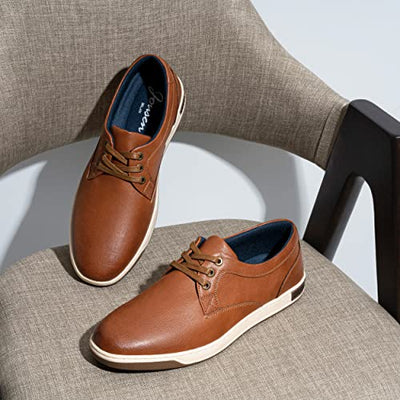 Jousen Men's Casual Shoes Memory Foam Mens Fashion Sneakers 3 Eyelets Business Dress Sneaker (A81Q06 Yellow Brown 9.5)