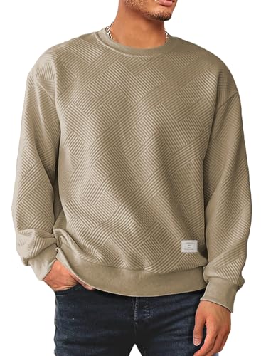 Dokotoo Men Mens Fashion Sweatshirts Fall Winter Long Sleeve Lightweight Casual Crewneck Pullover Sweatshirts Brown X-Large