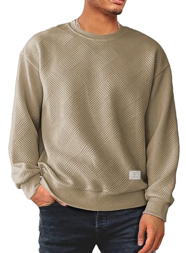 Dokotoo Men Mens Fashion Sweatshirts Fall Winter Long Sleeve Lightweight Casual Crewneck Pullover Sweatshirts Brown X-Large