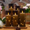 kakoya Flameless LED Candles with Timer 5 Pc Flickering Flameless Candles for Romantic Ambiance and Home Decoration Durable Acrylic Shell,with Embedded Star String，Battery Operated Candles（Grey）