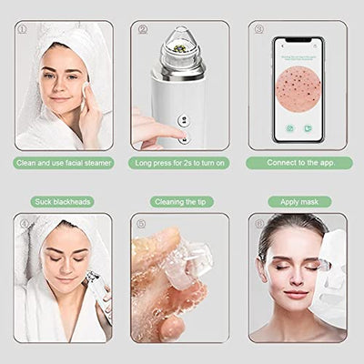 Blackhead Remover Pore Vacuum, 【[FDA Certification] 】WiFi Visible Facial Pore Cleanser with HD Camera Pimple Acne Comedone Extractor Kit with 6 Suction Heads Electric Blackhead Suction Tool
