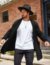 COOFANDY Mens Ruffle Shawl Collar Open Front Lightweight Long Length Drape Cape Overcoat Sweater with Pockets, Black, Medium