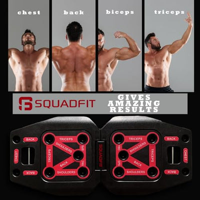 SquadFit Pushup Board Home Gym Workout Equipment 20 Fitness Equipment || 9-in-1 Push Up Board for Men and Women with Pilates Bar Resistance Bands Jump Rope and Ab Roller Wheel Workout Equipment