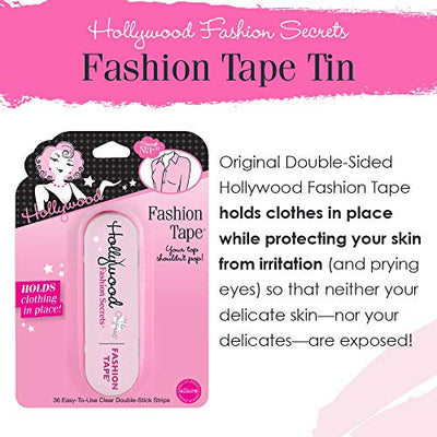 Hollywood Fashion Secrets Fashion Tape Tin, Checklane (Upright) 36 ct Double Sided Apparel Tape