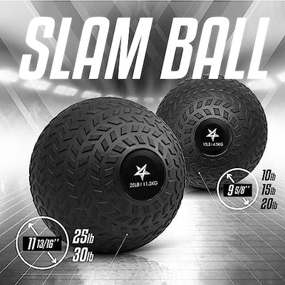Yes4All Upgraded Fitness Slam Medicine Ball 30lbs for Exercise, Strength, Power Workout | Workout Ball | Weighted Ball | Exercise Ball | Black