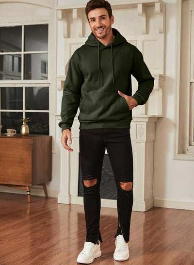 JMIERR Men's Sweatshirt Mens Fall Vintage Drawstring Hoodies Sweatshirts for Men Long Sleeve Hooded Pullover with Pockets Collar Fleece Casual Basic Simple Winter Shirts, US50(2XL), A Green