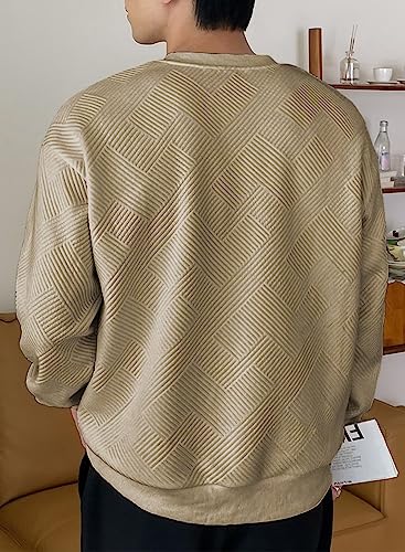 Dokotoo Men Mens Fashion Sweatshirts Fall Winter Long Sleeve Lightweight Casual Crewneck Pullover Sweatshirts Brown X-Large
