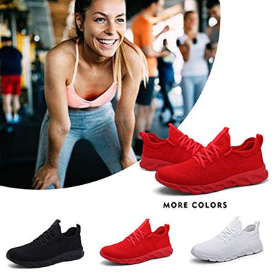 Damyuan Women's Sneakers Athletic Running Shoes Walking Shoes Lightweight Gym Mesh Comfortable Trail Running Shoes Red Womens Size 8