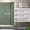 Gaiam Yoga Mat - 5mm Thick Yoga Mat - Non-Slip Exercise Mat for All Types of Yoga, Pilates & Floor Workouts - Textured Grip, Cushioned Support, Variety of Designs (24 x 68 inches long), Celestial Green