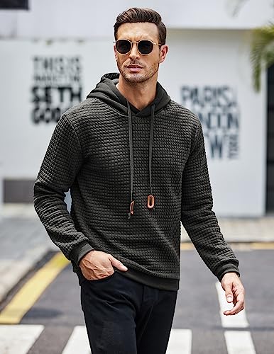 COOFANDY Mens Fashion Hoodies Sweatshirt Casual Long Sleeve Hooded Sweaters Pullover Winter Clothes for Men Dark Gray
