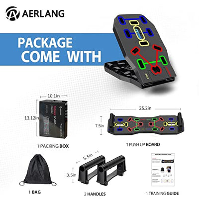 AERLANG Push Up Board, Foldable 10 in 1 Push Up Bar with Resistance Bands,Portable Multi-Function Push up Handles for Floor,Professional Push Up Strength Training Equipment