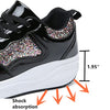 kkdom Women's Walking Shoes Glitter Comfort Lightweight Wedge Platform Athletic Tennis Sneakers Black US Size 11