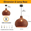 LHJIHFU Rattan Light Fixture Pendant Light, Modern Hand Woven Coffee Rattan Ceiling Hanging Pendant Light for Kitchen Island Dining Room Living Room Farmhouse Home Decor D19.7 x H17.34 inches