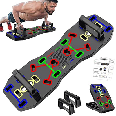 AERLANG Push Up Board, Foldable 10 in 1 Push Up Bar with Resistance Bands,Portable Multi-Function Push up Handles for Floor,Professional Push Up Strength Training Equipment