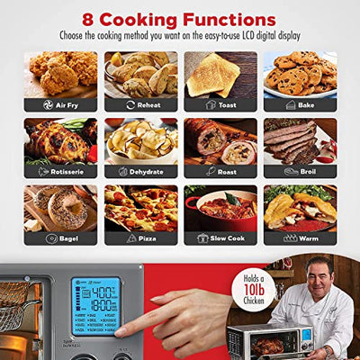 Emeril Lagasse Everyday 360 Air Fryer, 360° Quick Cook Technology, XL capacity,12 Pre-Set Cooking Functions including Bake, Rotisserie. Broil, Pizza, Slow Cook, Toaster and Much More, Stainless Steel