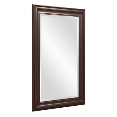 Howard Elliott George Rectangular Chocolate Brown Wall Mirror, Bevelled Hanging Wood Framed Vanity Mirrors for Home Decor, Living Room, Bathroom, Bedroom, or Hallway, 25 x 33 Inch