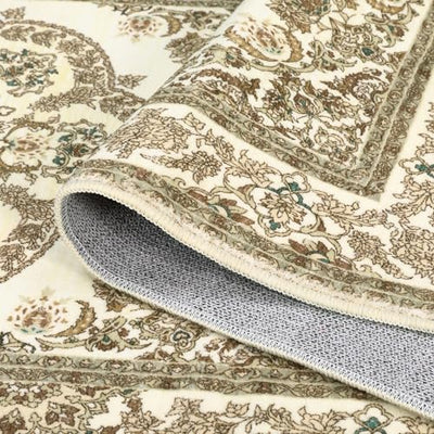 Washable Boho Floral Medallion Area Rug, 9x12 Non-Slip Soft Low-Pile Printed Carpet for Indoor Home Decor in Entryway, Bedroom, Living Room, Office, Kitchen, Yellow