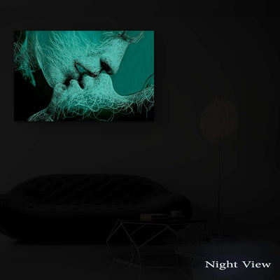 Startonight Canvas Wall Art Black and White Abstract Couple Adam and Eve, Framed Quantic Home Decor for Living Room 32" x 48"