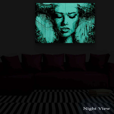 Startonight Canvas Wall Art Black and White Abstract Woman in Art, Framed Quantic Home Decor for Living Room 32" x 48"